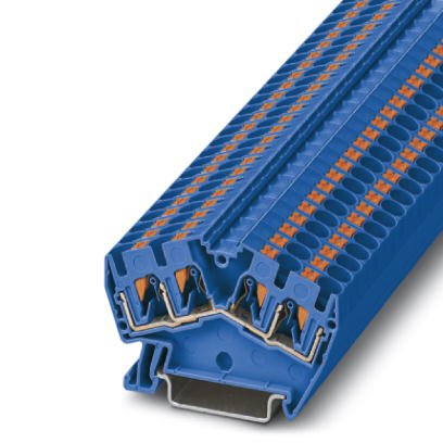 Phoenix Contact Multi-Conductor - Desk Design Terminal Block; PTS 4-QUATTRO BU ; 30A; 600V; 1-Level; #24 - #10; Push-In Connection; Blue